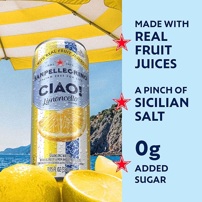 Sanpellegrino Ciao Limoncello Flavored Sparkling Water, Italian Sparkling Water, 24Pk - Bloomnest