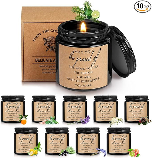 Fumete 10 Pcs Jars Scented Soy Candles 3.5 oz May You Be Proud of The Difference Candles Team Thank You Gifts for Employee Appreciation Gifts Coworker Vet Tech Nurse Teachers(Black,Proud) - Bloomnest