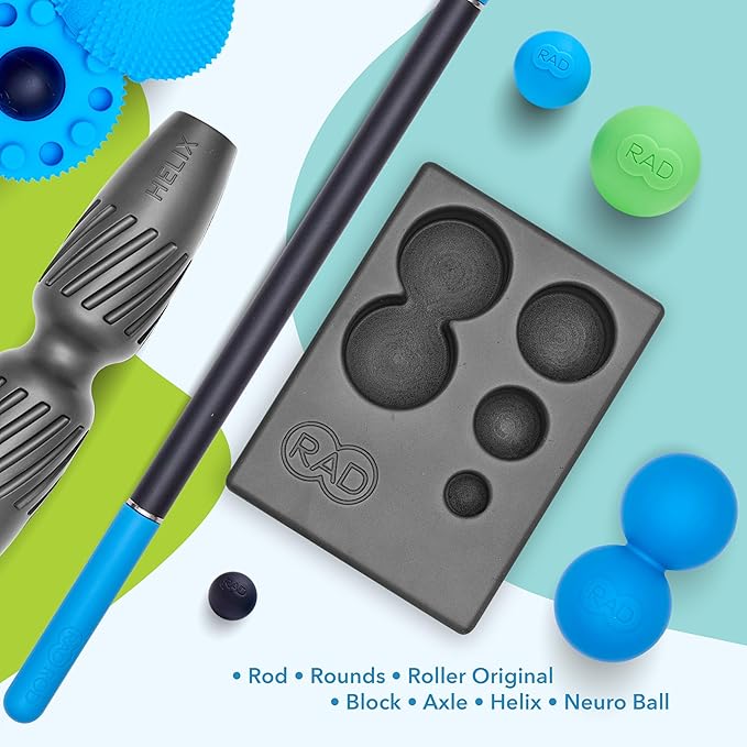 RAD All-in Complete Myofascial Release and Muscle Recovery Set - Includes Exercise Foam Rollers, Multi-Use Yoga Block, Peanut & Massage Balls, Neuro Ball Foot Roller, and Massage Stick - Bloomnest