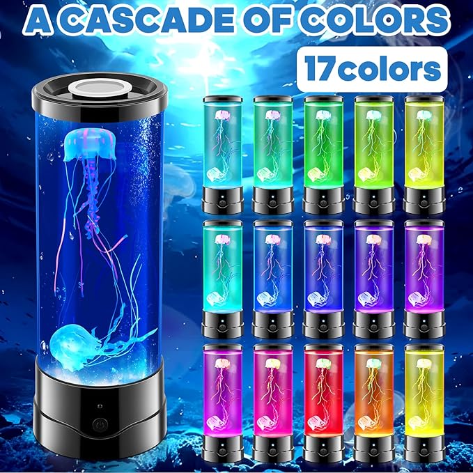SENCU Jellyfish Lamp 17 Color Changing Remote Jellyfish Night Light LED Mood Lamp Home Decor for Room Office Night Light Ideal Gift for Kids Adults - Bloomnest