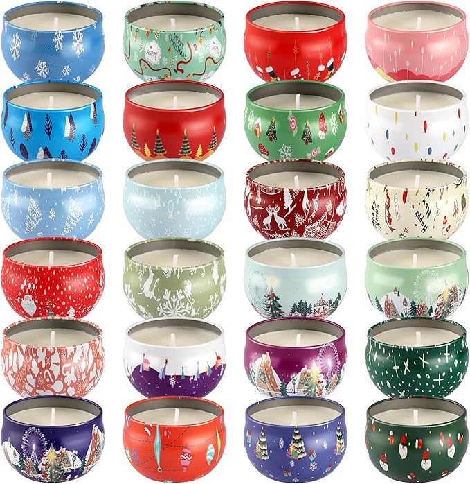 24Pack Christmas Scented Candles Gift- Aromatherapy Candle-2.5oz Soy Wax-Long Lasting Burn time, Christmas Thanksgiving Gifts for Women，Home Decor - Bloomnest