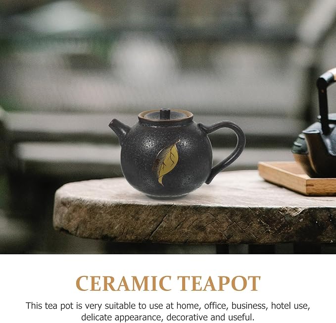 ARTIBETTER Vintage Small Ceramic Tea Pot with Filter Chinese Kungfu Porcelain Teaware for Loose Leaf Tea Lightweight and Compact for Home Office and Travel