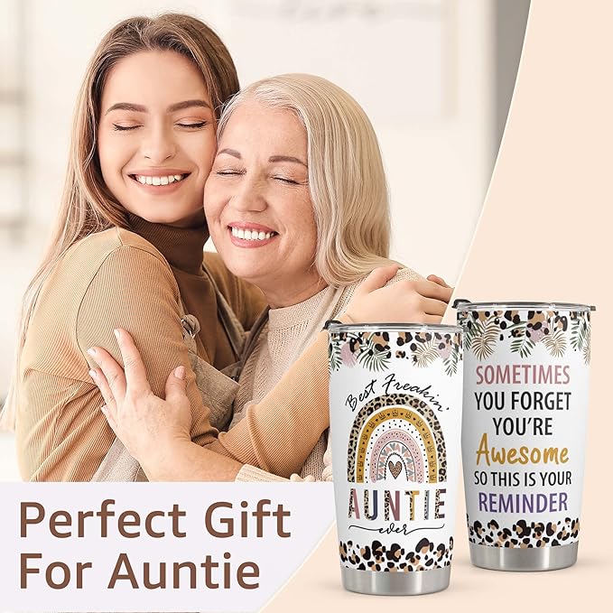 Macorner Aunt Gifts Tumbler - Stainless Steel 20oz - Best Auntie Ever Gift - Birthday & Christmas Idea for Aunt from Niece or Nephew - Bloomnest