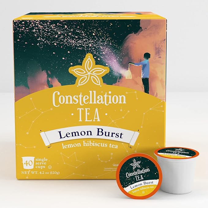 Constellation Tea Lemon Hibiscus Tea Pods Compatible with K Cup Brewers Including 2.0, (Lemon Burst) 40 Count - Bloomnest