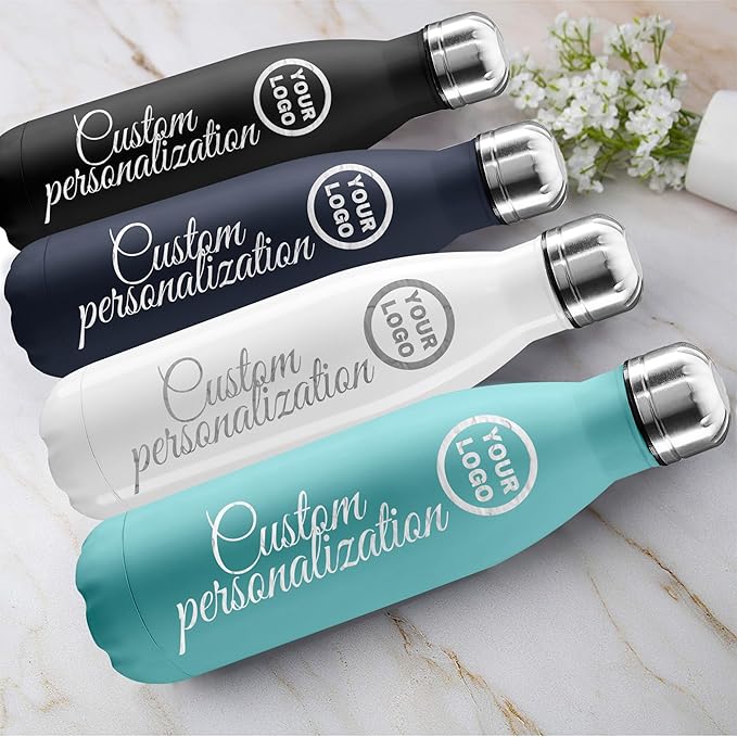 200 Pack USA Custom Water Bottle, 17oz Personalized Sport Water Tumbler, Stainless Steel Material, Leak-Proof, insulation, Customizabne Name, Suitable for Travel Holiday Gift for Women - Bloomnest