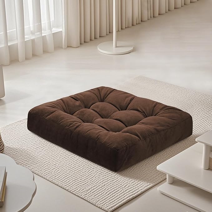 Meditation Floor Pillow 22×22 Inch 1 Pack Large Floor Cushions for Adults Square Tufted Corduroy Floor Pillows for Yoga Living Tatami Room Coffee - Bloomnest