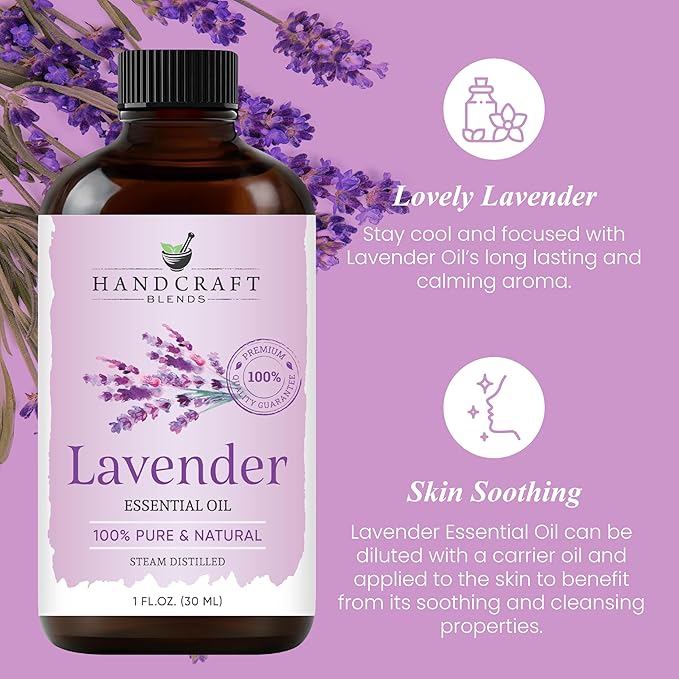 Handcraft Blends Lavender Essential Oil – 1 Fl Oz – 100% Pure and Natural – Premium Grade Essential Oil for Diffuser and Aromatherapy, Skin, Massage, Candle and Soap Making Fragrance - Bloomnest