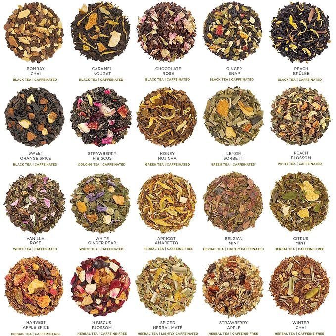 Tea Forte Warming Joy Holiday Assorted Premium Tea Chest Gift Sampler, 40 Count, 2 of each Variety Blend Individually Wrapped Handcrafted Pyramid Infuser Bags - Bloomnest