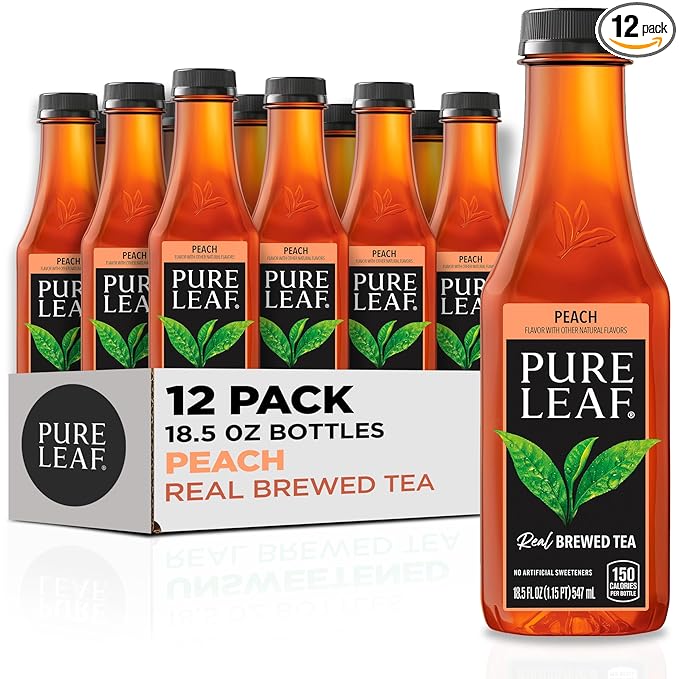 Pure Leaf Iced Tea, Peach, Real Brewed Tea, 18.5 Fl Oz Bottles (Pack of 12) - Bloomnest