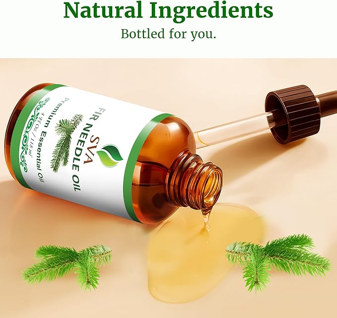SVA Fir Needle Essential Oil – 4 Fl Oz – 100% Natural Fir Needle Oil - for Diffuser, Hair Care, Face, Skin Care, Aromatherapy, Scalp and Body Massage, Soap and Candle Making – with Dropper - Bloomnest