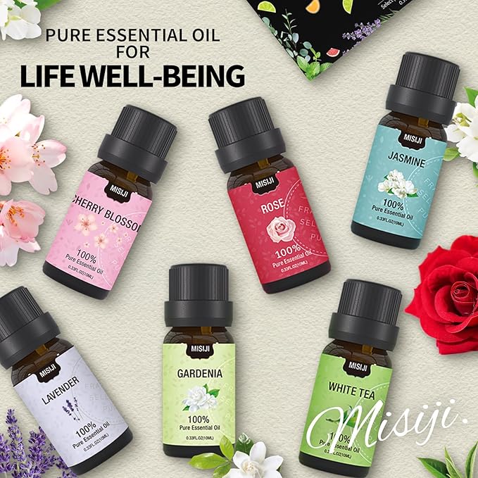 Essential Oils Set- Essential Oils for Diffuser for Home,Diffuser Oils Scents for Aromatherapy,Laundry,Candle&Soap Making,Humidifiers 6 X 10 ML - Bloomnest
