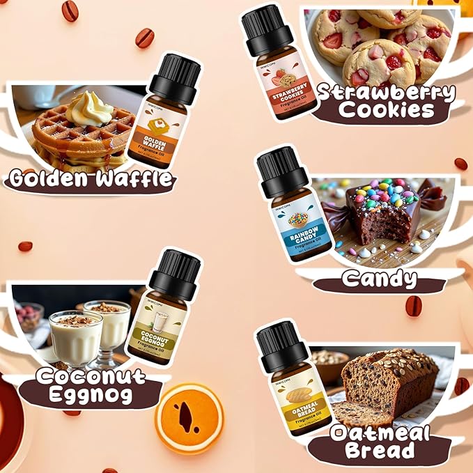 Coffee Shop Fragrance Oil Set | Espresso, Mocha Coffee, Chocolate, Almond Biscotti, Roasted Hazelnut Candle Scents for Candle Making, Soap Making Supplies, Diffuser Oil Scents - Bloomnest