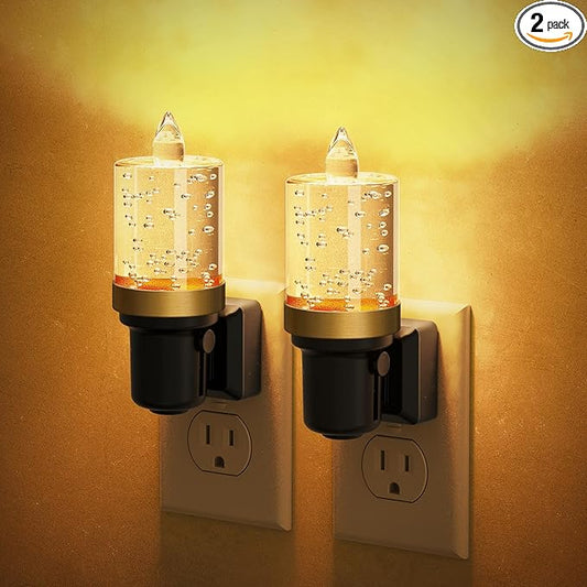 JandCase LED Night Light, Candle Night Lights Plug into Wall Amber, Auto On/Off Light Sensor Nightlight, 0-100LM Brightness Dimmbale Nightlight, for Bathroom Hallway Bedroom Kids Room 2Pack - Bloomnest