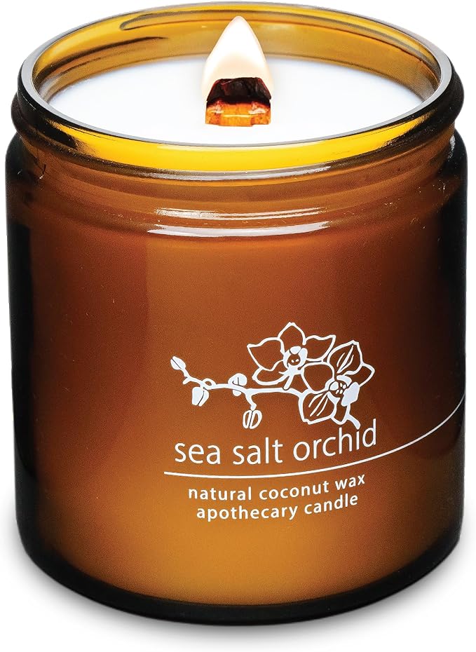 Hemlock Park Crackling Wood Wick Candle Handcrafted with Natural Coconut Wax (Large 16 oz, Sea Salt Orchid) - Bloomnest