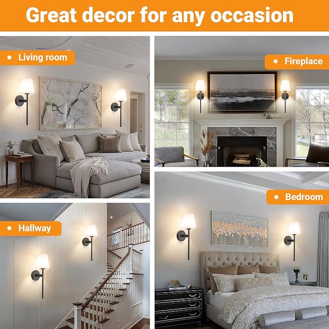 Battery Operated Wall Sconces Set Of 2, Wireless Battery Wall Light With 10000mAh RGB Rechargeable Magnetic Bulb, Rechargeable Wall Sconce With Remote Control For Bedroom, No Electrician Required - Bloomnest