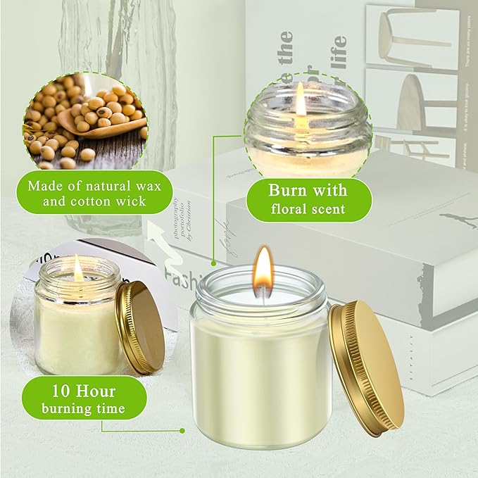 ACITHGL 36 Pcs 4oz Mini Mason Jar Candles Small Scented Candles Bulk Aromatherapy Ideal Souvenir Favors for Wedding Birthday Party (Sage, Mint, Citronella, Gold) - Bloomnest