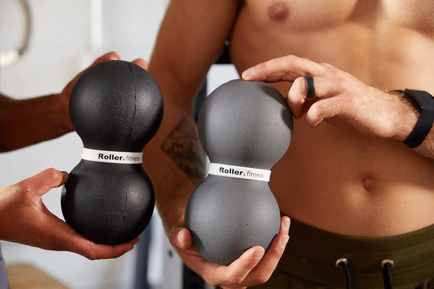 Roller Fitness Infinity Roller, Peanut Foam Roller, Large 8-Inch Double Massage Ball Exercise Roller (Black - Firm)