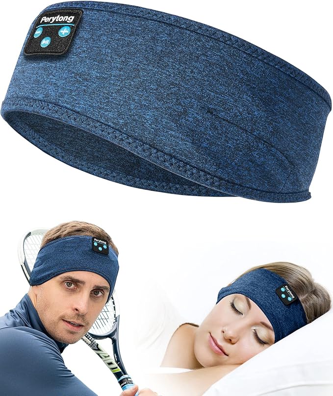 Perytong Sleep Bluetooth Headphones Headband, Sleep Headphones for Side Sleepers, Comfortable Sleeping Headband with Thin Wireless Earphones Microphone Handsfree Ideas for Women Men, PES01 - Bloomnest