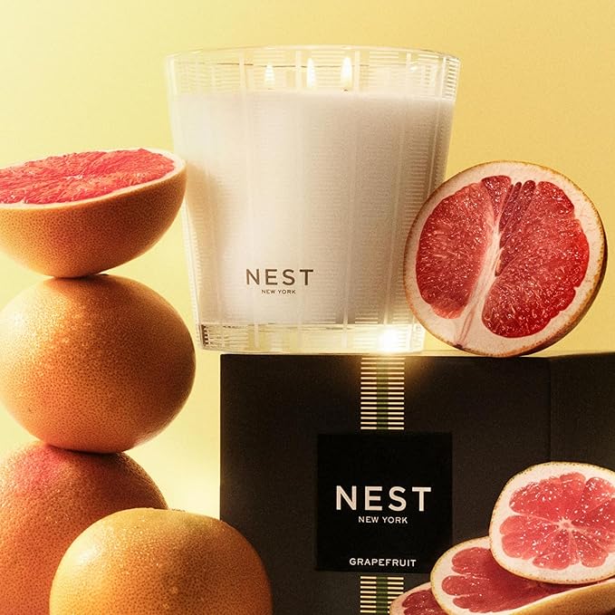 NEST New York Scented 3-Wick Candle, Grapefruit - 21.2 oz - Up to 100-Hour Burn Time - Reusable Glass Vessel - Bloomnest