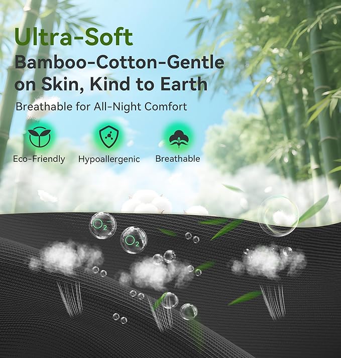 LC-dolida Bamboo Cotton Weighted Bluetooth Sleep Masks, 3D Weighted Sleep Masks with Bluetooth 5.4 Headphones, Total Blackout Bluetooth Sleep Mask for Women Men, Weight Eye Mask for Sleeping, Black - Bloomnest
