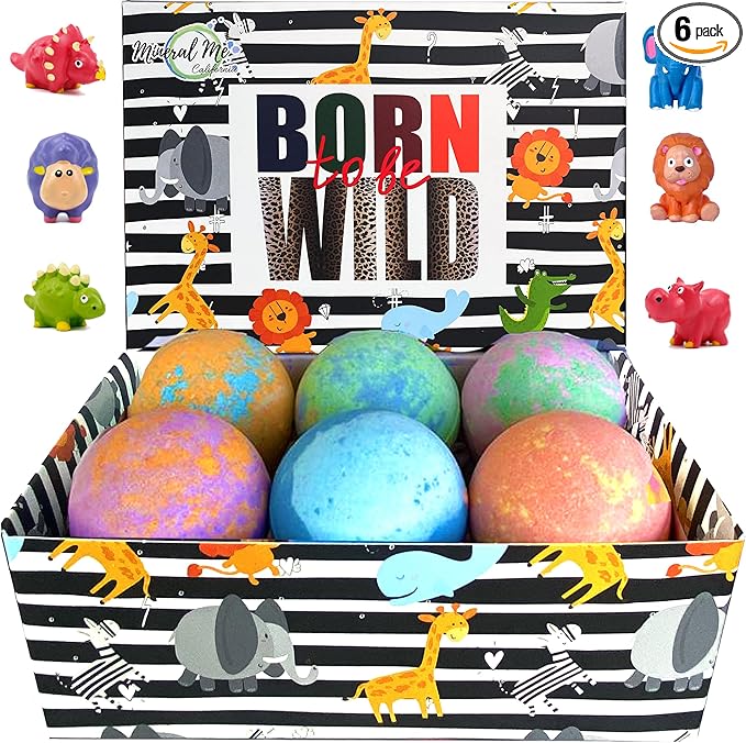 Bath Bombs for Kids with Surprise Inside - Organic Bath Fizzies with Toys Inside. All Natural, Gentle, and Kids Safe, Rainbow Spa Bath Fizz Balls, Stocking Stuffers Christmas Gifts for Boys, Girls - Bloomnest