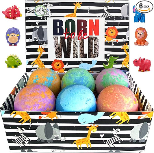 Bath Bombs for Kids with Surprise Inside - Organic Bath Fizzies with Toys Inside. All Natural, Gentle, and Kids Safe, Rainbow Spa Bath Fizz Balls, Stocking Stuffers Christmas Gifts for Boys, Girls - Bloomnest
