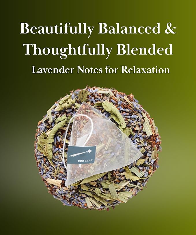 EZR Leaf Lemon Verbena Herbal Tea Caffeine-Free Decaf Relaxing Blend 20 Pyramid Tea Bags 1.4 Once with Rooibos, Lavender, Lemongrass - Bloomnest