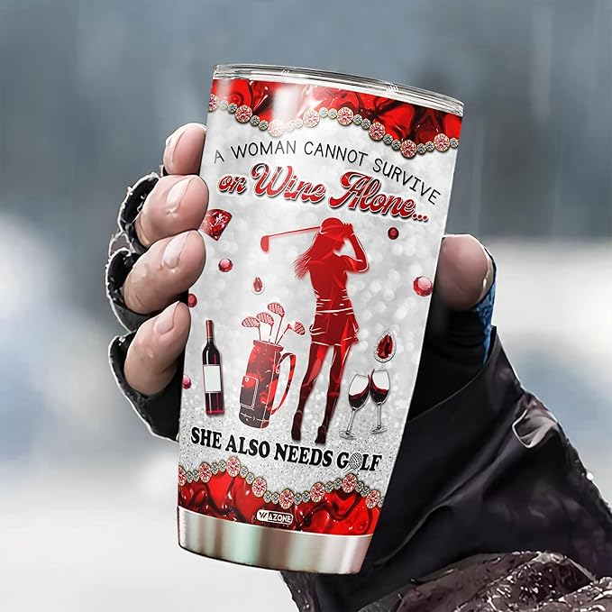 WAZONE Personalized Golf Player Tumbler 20oz 30oz Stainless Steel Custom Name Vacuum Insulated Travel Coffee Mug Novelty Cup Thermos Sporty Themed Gift Birthday Christmas for Women Friends - Bloomnest