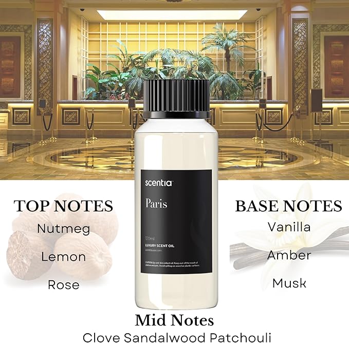 Scentia Hotel Fragrance Oil Inspired by The Hotel Costes - 120 mL 4.06 fl oz - Refill Diffuser Oil Blend Rose, Clove & Sandalwood Notes for Aromatherapy Diffusers - Paris - Bloomnest