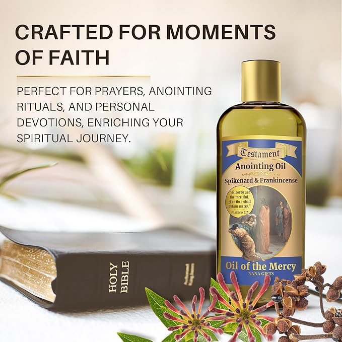 Nana Gifts Testament Anointing Oil, Spikenard and Frankincense, Oil of The Mercy, Excellent Value Large Bottle Size 8.45 fl.oz | 250 ml - Bloomnest