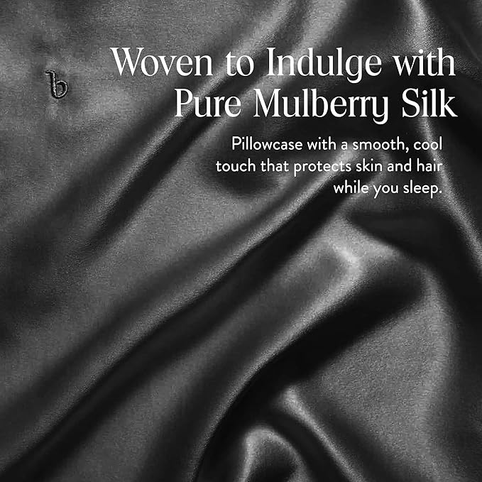 Brooklinen Mulberry Silk Pillowcase – 100% Pure Silk Pillow Case, Soft & Durable, Anti-Friction Comfort, Hight Quality Smooth Texture – Machine Washable & Breathable – Standard Size (Carbon) - Bloomnest