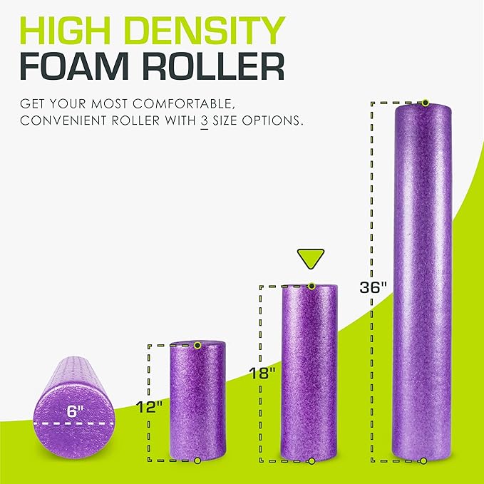 ProsourceFit High Density Foam Rollers 12 - inches Long, Firm Full Body Athletic Massage Tool for Back Stretching, Yoga, Pilates, Post Workout Muscle Recuperation, Black/Blue - Bloomnest