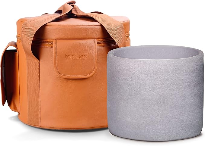 TOPFUND 8 inch Artificial Leather Carry Case for Crystal Singing Bowl Carrying Bag with 6" Sponge Padded Sleeve - Bloomnest
