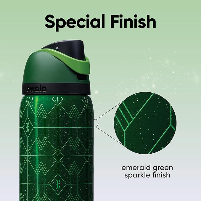 Owala Wicked FreeSip Insulated Stainless Steel Water Bottle with Straw for Sports and Travel, BPA-Free Sports Water Bottle, 32 oz, Elphaba (Green) Owala