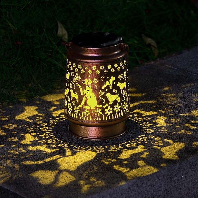 Styleonme Dog Lover Solar Light, Mother's Day Lantern Gift for Mom Grandma Women Sister, Hanging Image Dogs Lanterns, Yard Corridor Garden Decor, Thanksgiving Day, Birthday Gifts - Bloomnest