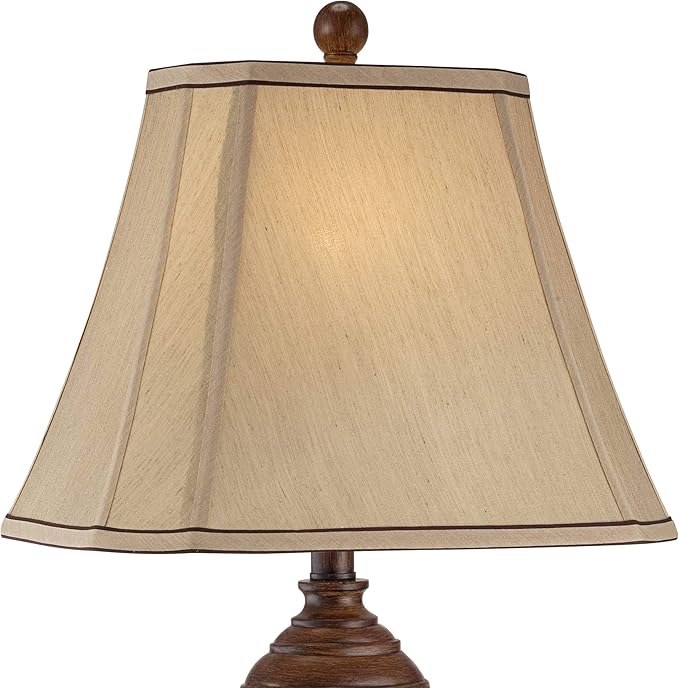 Regency Hill Carved 28 1/2" Tall Urn Traditional End Table Lamps Set of 2 Two-Tone Brown Finish Beige Shade Living Room Bedroom Bedside Nightstand House Office Home Kitchen Entryway Console Family - Bloomnest