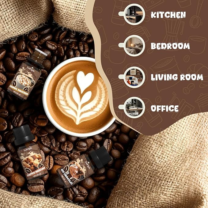 Coffee Fragrance Oils Set, Essential Oil for Diffuser, Diffuser Oil, Use for Soap Candle Making,Caramel Apples, Pumpkin Pie, Candy Corn, Halloween Cookies, Popcorn Balls, Snickers Bars - Bloomnest