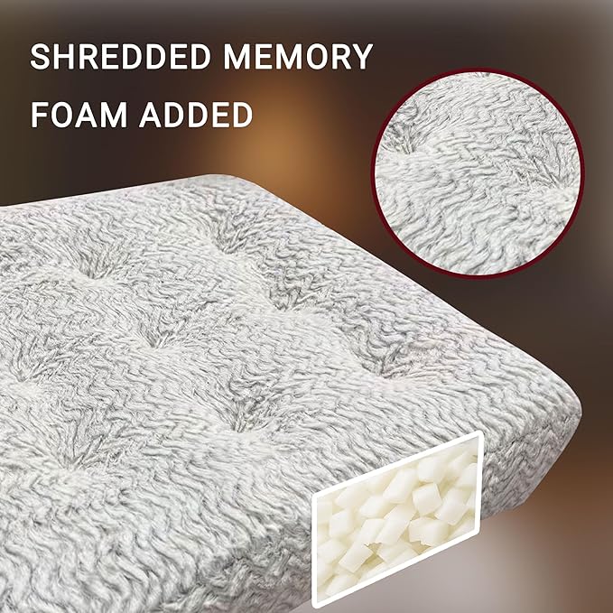 Degrees of Comfort Square Floor Cushion for Adults – Soft Velvet Meditation Pillow – Thick Tatami Seating Pad for Winter Home – 22” x 22”, Brushed Chevron, 1 Pack - Bloomnest