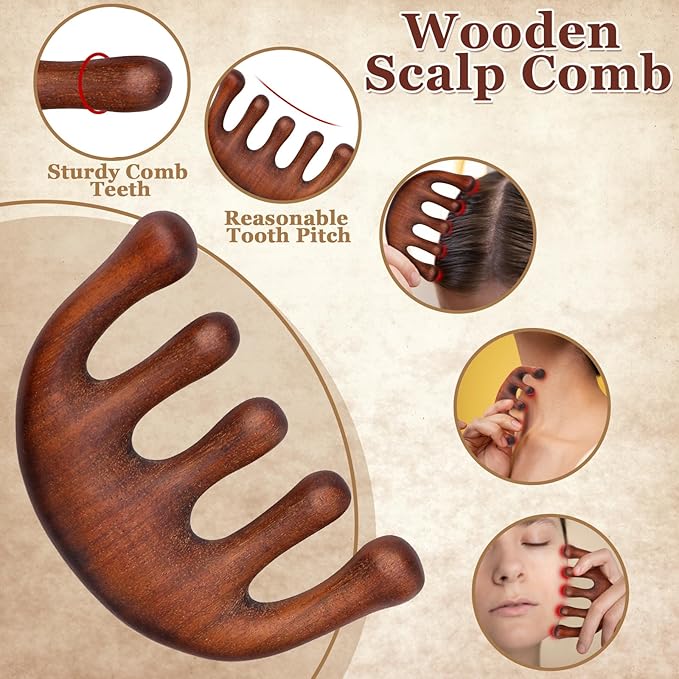 ProSuites 3 Pcs Wooden Head Scalp Massager Comb, Head Massage Tool for Relaxation Hair Gua Sha Comb for Mother,Gaughter,Wife ProSuites