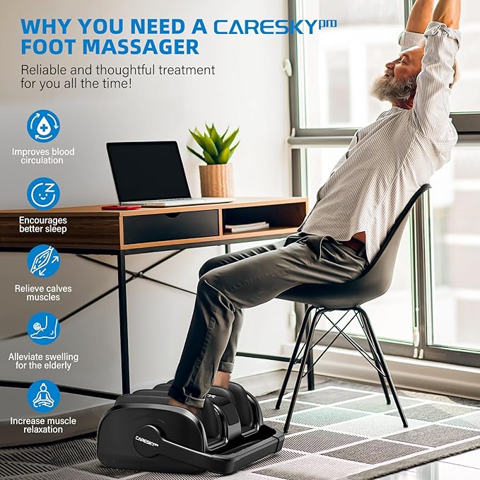 Foot Massager with Heat, 3 Heating Therapy 5 Intensity, Deep Kneading Rolling for Calf-Feet-Arm Circulation, Plantar Fasciitis and Pain Relief