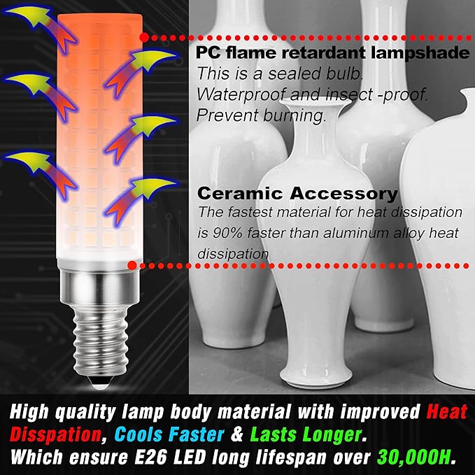 Dimmable E12 C7 LED Candelabra Light Bulb 10W Equivalent 100W 6000K Daylight White 1000 Lumen E12 T6 LED Candle Bulbs for Home Decorative Ceiling Fan Chandelier Pendant Lighting Salt Lamp,3Pack - Bloomnest