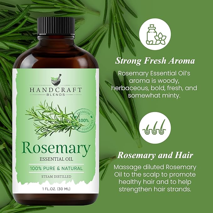 Handcraft Blends Rosemary Essential Oil – 1 Fl Oz – 100% Pure and Natural – Premium Grade Essential Oil for Diffuser and Aromatherapy, Skin, Massage, Candle and Soap Making Fragrance - Bloomnest
