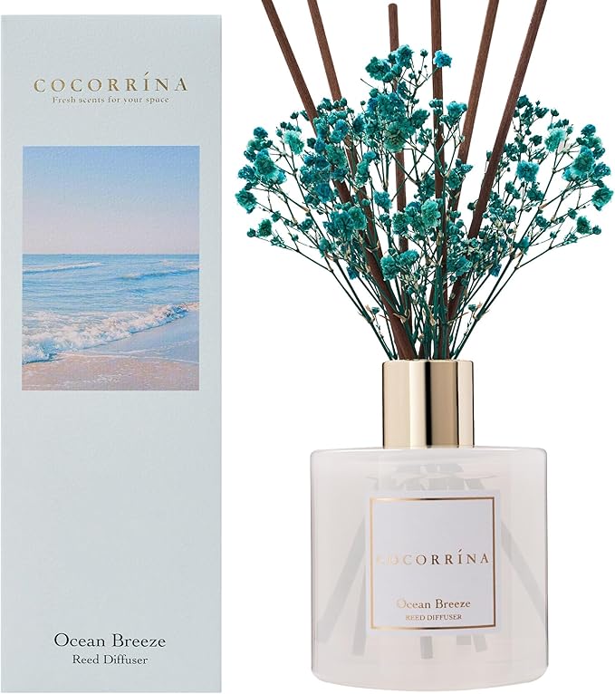 COCORRÍNA Reed Diffuser - Ocean Breeze Scented Diffuser with 8 Sticks Home Fragrance Reed Diffuser for Bathroom Shelf Decor - Bloomnest