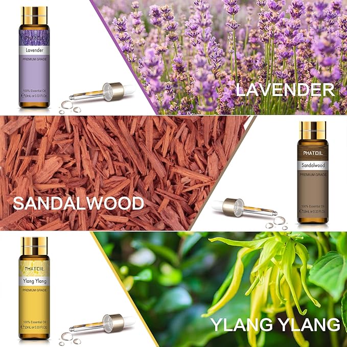 PHATOIL 9PCS Premium Quality Essential Oils Set for Soap Making Diffusers, 10ml/0.33fl. oz Fragrance Oils, Long Lasting Scents, Ideal Gift Set for Friends and Families - Bloomnest