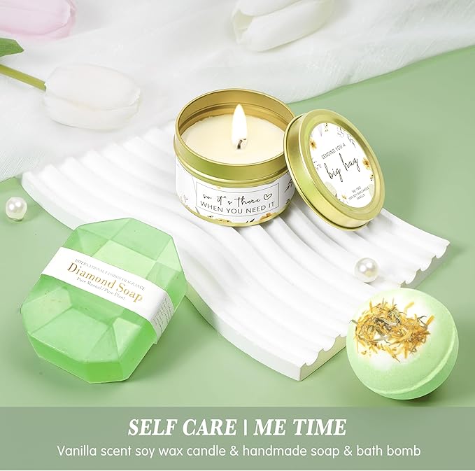 Birthday Gifts for Women Self Care Get Well Soon Gifts, Vanilla Relaxing Spa Gift Basket - Happy Birthday Set w/ Luxury Flannel Blanket & 40 oz Tumbler, Unique Christmas Gift for Mom Her Wife Sister - Bloomnest