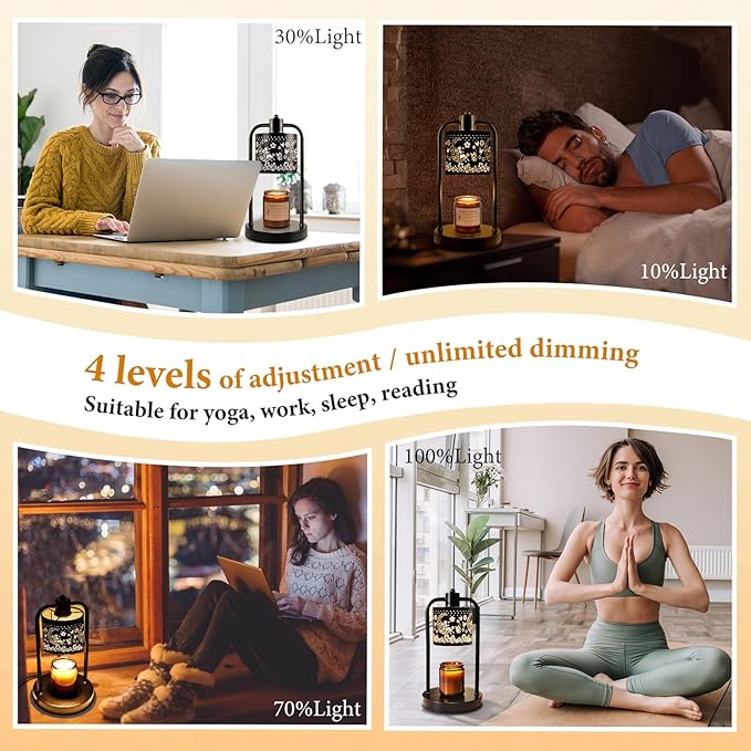 Candle Warmer Lamp Wax Light, Wax Melt Warming Lamps for Jar Candles with Timer Dimmable for Birthday, Room, New House, Bedroom, Vintage Home Decor - Bloomnest