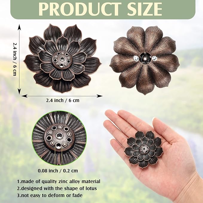 Sumind 30 Pieces Incense Holder Lotus Sticks Incense Burner Cone Burner Ash Catcher for Home Fragrance Decor Yoga SPA Bedroom(Retro) - Bloomnest