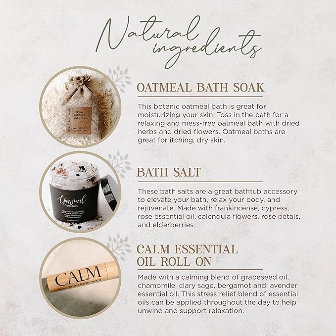 SOULISTIC ROOT Revitalizing Bath Gift - Premium Self-Care Bath & Body Set with Lavender Oatmeal Soak, Tranquil Essential Oil Roller, Epsom Salt Soak, Home Spa Kit, Valentine's Day Ready-to-Gift Box - Bloomnest