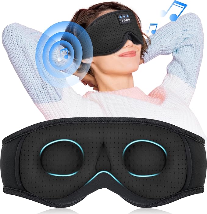 LC-dolida Sleep Mask Bluetooth Headphones Weighted Sleeping Mask 3D Eye Mask Pressure Relief Night Sleep Eye Mask Music Sleeping Headphones for Side Sleepers Meditation Gifts for Men Women - Bloomnest