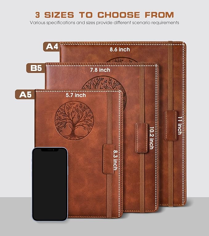 Lined Journal Notebook for Women Men,256 Pages A4 Large Hardcover Leather Journals for Writing,Travel,Business,Work,School,College Ruled Notebooks for Note Taking, Diary Notepad 8.6"×11" - Bloomnest
